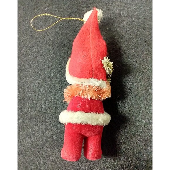 Vintage Santa Elf Flocked MCM Chenelle "Berry Nose" Ornament - Picture 7 of 10